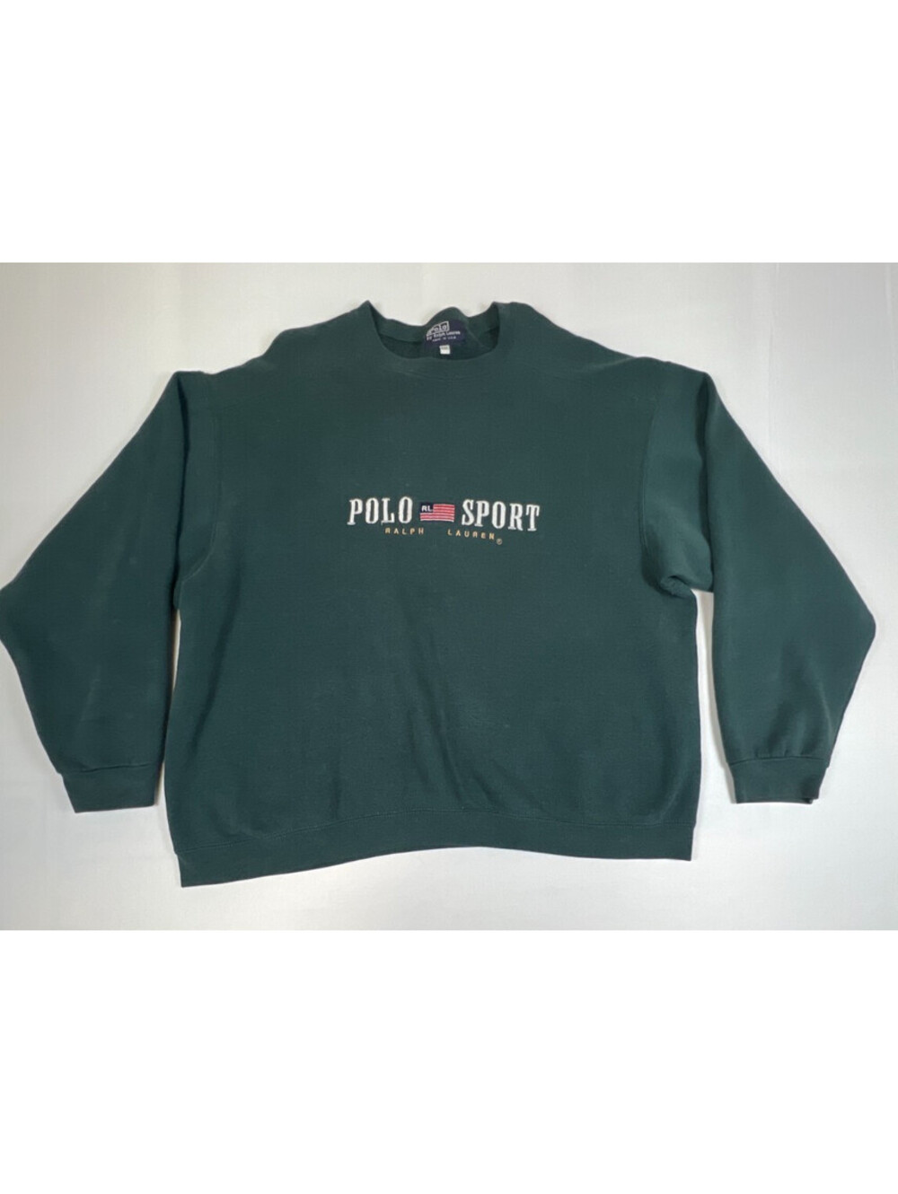Polo Sport Ralph Lauren Men XXL Sweatshirt Green Spell Out Made in USA Vintage